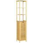 TRUUSK Badkamerkast Bambus, 34 X 30 X 173 Cm, Met 3 Open Vak, Huis en Inrichting, Badkamer | Badkamermeubels, Verzenden, Nieuw