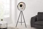 Vloerlamp BIG STUDIO 170cm zwart zilver bladlook industrieel, Huis en Inrichting, Ophalen of Verzenden, Nieuw