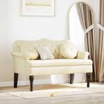 vidaXL Chesterfield Bank met kussen Crème 120,5 x 65 x 75 cm, Huis en Inrichting, Banken | Bankstellen, Verzenden, Nieuw, Leer