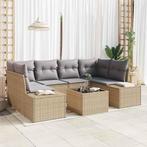 vidaXL Tuin Sofa Set 7 pcs Beige Poly riet, Verzenden, Nieuw, Rotan