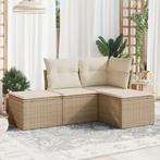 vidaXL 4-delige Loungeset met kussens poly rattan beige, Verzenden, Nieuw, Rotan, Loungeset