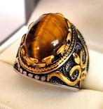 Signetring – Prestige totemisch – Tijgeroog – Schild tegen, Antiek en Kunst