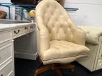 Chesterfield  Maarssen  Creme Leren Chesterfield BureauStoel, Ophalen, Zo goed als nieuw, Bureaustoel