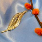 Vintage gouden veer broche (vintage broche, gouden broche), Sieraden, Tassen en Uiterlijk, Broches, Ophalen of Verzenden, Gebruikt