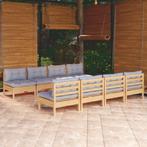 vidaXL 9-delige Loungeset met grijze kussens grenenhout, Verzenden, Nieuw, Loungeset