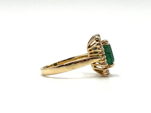 Ring - 18 karaat Geel goud - 1.50ct. tw. Smaragd - Diamant, Sieraden, Tassen en Uiterlijk, Ringen