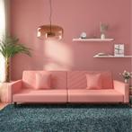 vidaXL Slaapbank 2-zits met 2 kussens fluweel roze, Verzenden, Nieuw, Tweepersoons, Stof
