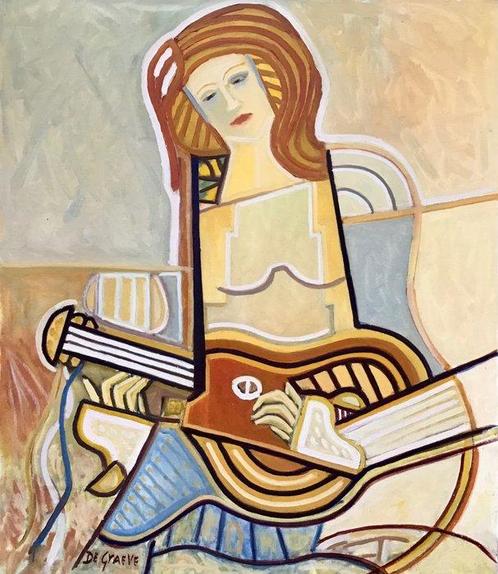 Willy De Graeve 1930 2022 La joueuse de guitare Kunst