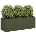 vidaXL Plantenbak 120x40x40 cm koudgewalst staal olijfgroen, Verzenden, Nieuw, Metaal