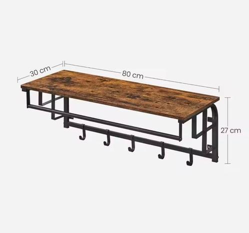 Kapstok met Plank en 5 Haken – Wandgarderobe Industrieel, Huis en Inrichting, Woonaccessoires | Kapstokken, Wandkapstok, Nieuw