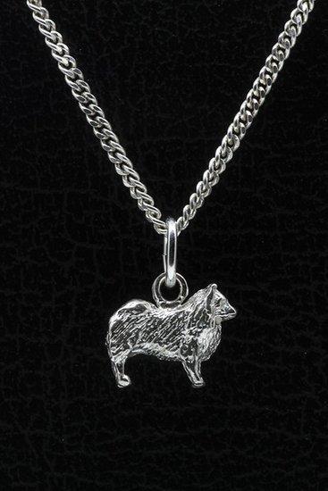 Zilveren Duitse keeshond ketting hanger - klein, Sieraden, Tassen en Uiterlijk, Kettinghangers, Verzenden