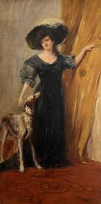 Giovanni Pirovano (1880-1959) - Voorname dame met hond - NO