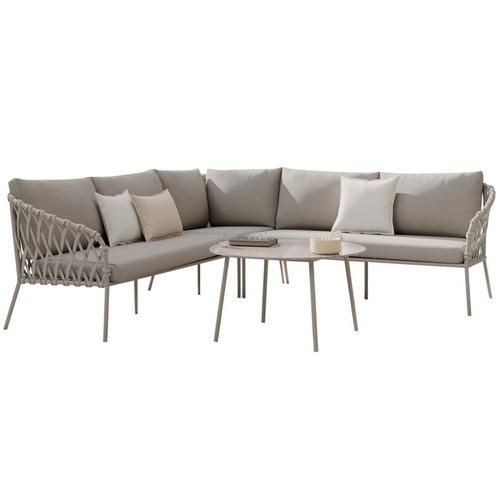 Monte Rosa hoek loungeset 3 delig aluminium bruin rope, Tuin en Terras, Tuinsets en Loungesets, Nieuw, Ophalen of Verzenden