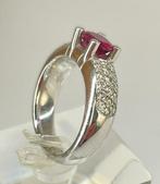 Ring - 14 karaat Witgoud - 1.00ct. tw. Robijn - Diamant -, Nieuw