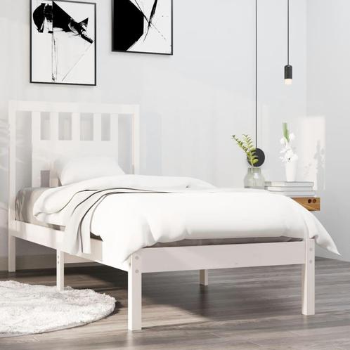 vidaXL Bedframe massief hout wit 90x190 cm, Huis en Inrichting, Slaapkamer | Bedden, 90 cm, 190 cm of minder, Wit, Eenpersoons