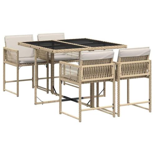 Tuinset Beige Rattan met Kussens - Retourdeal - 50% Korting!, Tuin en Terras, Tuinsets en Loungesets, Nieuw, Rotan, Tuinset, 4 zitplaatsen