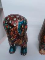 Decoratief ornament (2) - Beschilderde houten uilen - India, Antiek en Kunst