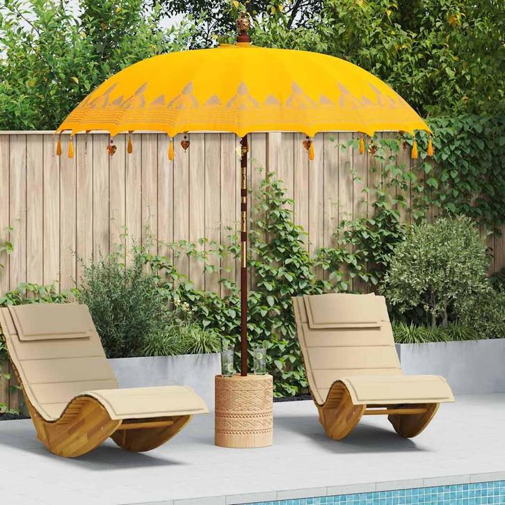 vidaXL Balinese Parasol Geel 215 x 215 x 260 cm, Tuin en Terras, Parasols, Nieuw, 2 tot 3 meter, Verzenden