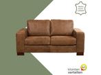 Leren bank Enjoy - 2 zits - Kenia Brown (bruin) - Poten, Huis en Inrichting, Banken | Bankstellen, 150 tot 200 cm, Nieuw, Ophalen of Verzenden
