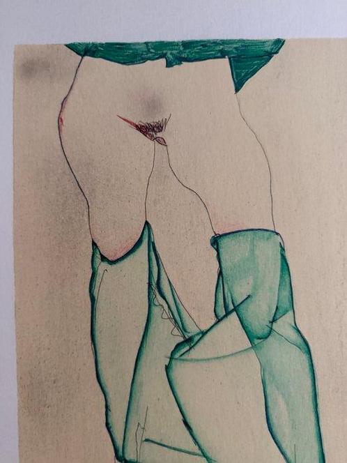 Egon Schiele (1890-1918) - Jeune femme en sous-vêtements, Antiek en Kunst, Antiek | Overige Antiek
