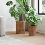 vidaXL Plantmand met opslag 2 pcs Bruin Kubu Rattan, Huis en Inrichting, Woonaccessoires | Schalen en Manden, Verzenden, Nieuw