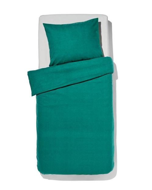HEMA Dekbedovertrek flanel 140x200/220 melange donker groen, Huis en Inrichting, Slaapkamer | Beddengoed, Nieuw, Verzenden