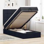 vidaXL Ottoman bed met matras en LEDs 90x190cm stof zwart, 90 cm, Eenpersoons, Verzenden, Zwart