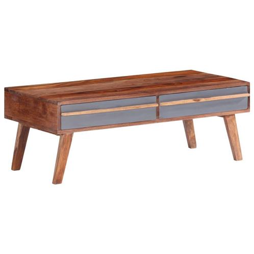 vidaXL Salontafel 110x50x40 cm massief hout grijs, Huis en Inrichting, Tafels | Salontafels, 100 tot 150 cm, Nieuw, Overige houtsoorten