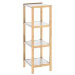 Bamboe staande opbergrek met 4 legplanken Wit 110x33x34cm, Huis en Inrichting, Stoelen, Verzenden, Nieuw
