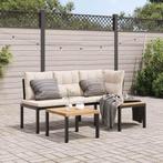 vidaXL 3-delige Loungeset met kussens gepoedercoat staal, Verzenden, Nieuw, Rvs, Loungeset