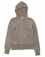 NIKE Womens Velvet Zip Hoodie Sweater UK 14 Medium Grey, Verzenden, Nieuw