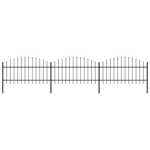 vidaXL Tuinhek met speren bovenkant (1-1,25)x5,1 m staal, Tuin en Terras, Schuttingen, Nieuw, IJzer, 1 tot 2 meter, Verzenden