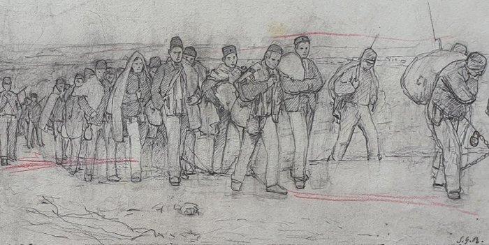 Silvio Giulio Rotta (1853-1913) - I forzati, Antiek en Kunst, Kunst | Schilderijen | Klassiek