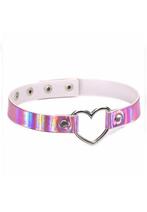Choker Iridescent Roze Hartje Holografisch Collar Ketting Se, Sieraden, Tassen en Uiterlijk, Kettingen, Kunststof, Verstelbaar