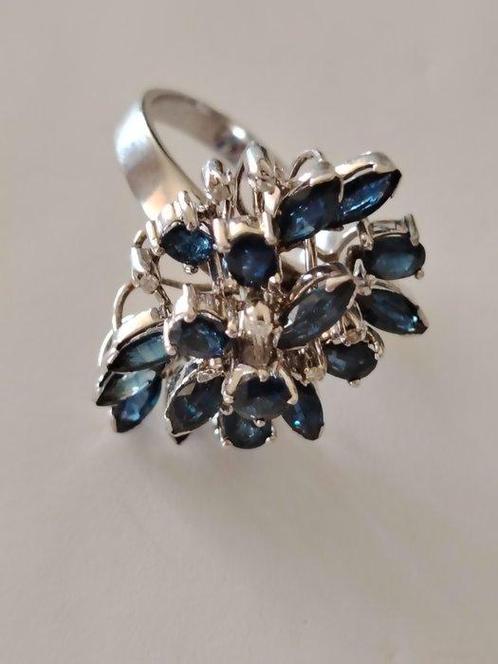 Ring palladium - 9.00ct. tw. Saffier - Diamant, Sieraden, Tassen en Uiterlijk, Ringen
