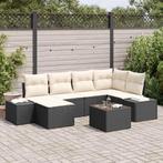 vidaXL Tuin Sofa Set met kussen 6 pcs Zwart en Crème poly, Tuin en Terras, Tuinsets en Loungesets, Verzenden, Nieuw, Rotan