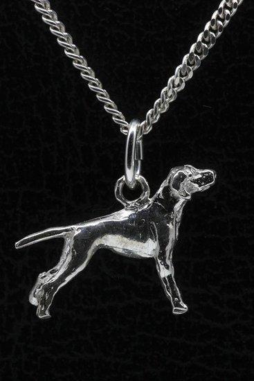 Zilveren Duitse staander korthaar met staart ketting hang..., Sieraden, Tassen en Uiterlijk, Kettinghangers, Verzenden