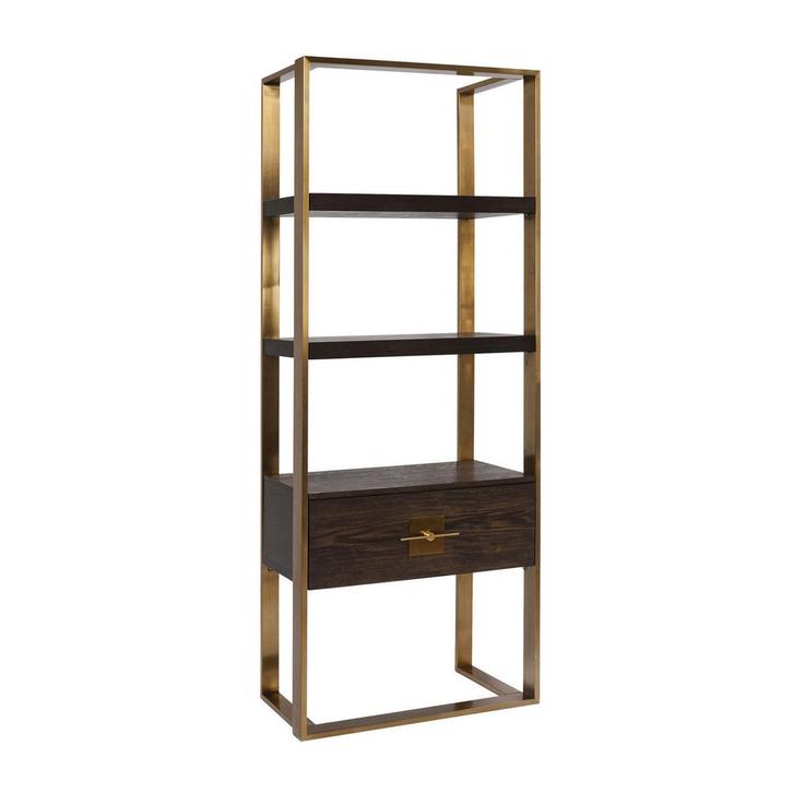 *WOONWINKEL* Kare Design Osaka Open Wandkast Messing Met Hou, Huis en Inrichting, Kasten | Boekenkasten, Nieuw, Verzenden