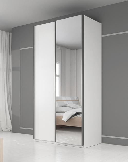 Kledingkast Wit 100x64x216 Garderobekast met spiegel, Huis en Inrichting, Kasten | Vitrinekasten, 50 tot 75 cm, Nieuw, 200 cm of meer