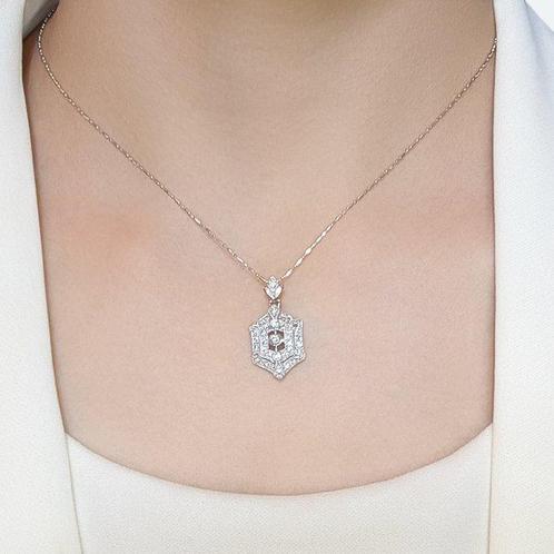 Hanger - 14 karaat Witgoud - 0.40ct. tw. Diamant, Sieraden, Tassen en Uiterlijk, Antieke sieraden