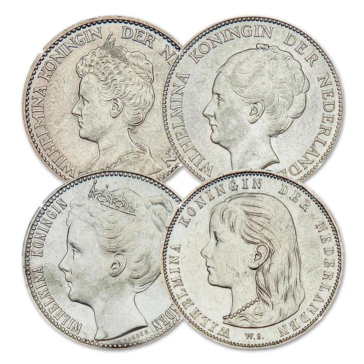 De 4 zilveren portretten van Koningin Wilhelmina, Postzegels en Munten, Munten | Nederland, Verzenden