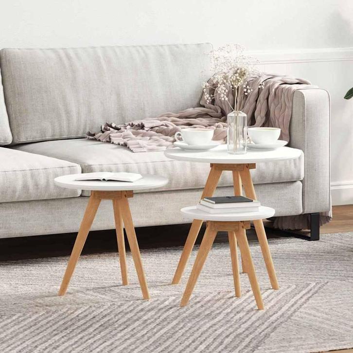 vidaXL Salontafel Bruin 50 x 50 x 46 cm Massief walnotenhout, Huis en Inrichting, Tafels | Salontafels, Rond, Nieuw, Overige houtsoorten