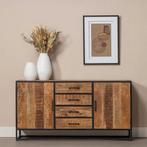 Dressoir Mangohout Lowen 165 cm, Huis en Inrichting, Kasten | Dressoirs, Verzenden, 150 tot 200 cm, Nieuw, Industriële meubels