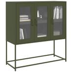 vidaXL Dressoir 100,5x39x107 cm koudgewalst staal olijfgroen, Verzenden, Nieuw, Metaal