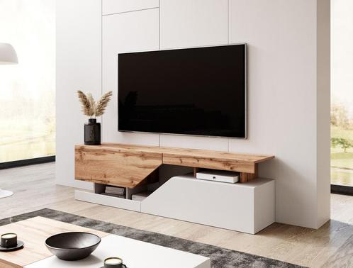 Meubella | TV-Meubel wit eiken 160x35x46 staand, Huis en Inrichting, Kasten | Televisiemeubels, 25 tot 50 cm, Nieuw, Overige materialen