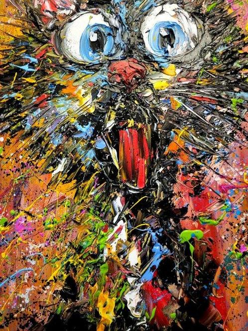 Laurent Pate (1970) - Chat Pop, Antiek en Kunst, Kunst | Schilderijen | Modern