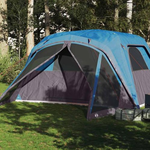 vidaXL Gezinstent met luifel 6-persoons waterdicht blauw, Caravans en Kamperen, Tenten, Nieuw, tot en met 2, Verzenden
