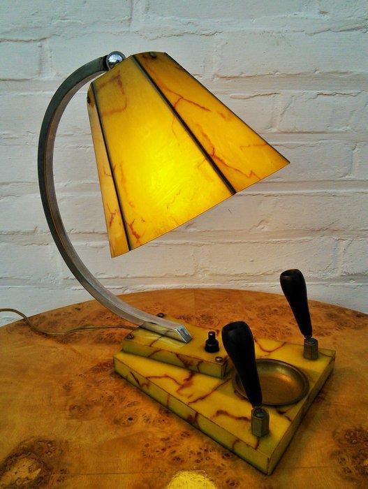 Lamp - Marmerlook - Met pennenhouders en bakje - Bakeliet,, Antiek en Kunst, Kunst | Designobjecten