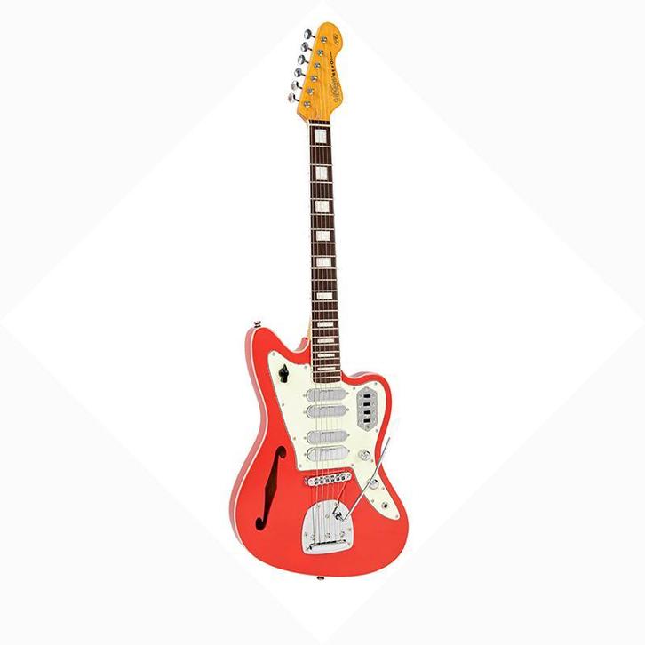 Vintage REVO Surfmaster Quad Firenza Red, Muziek en Instrumenten, Snaarinstrumenten | Gitaren | Elektrisch, Solid body, Nieuw