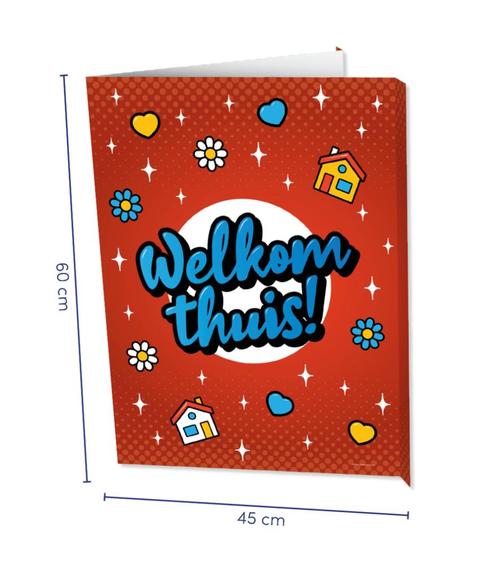 Window signs Welkom thuis cartoon 60cm, Hobby en Vrije tijd, Feestartikelen, Nieuw, Verzenden